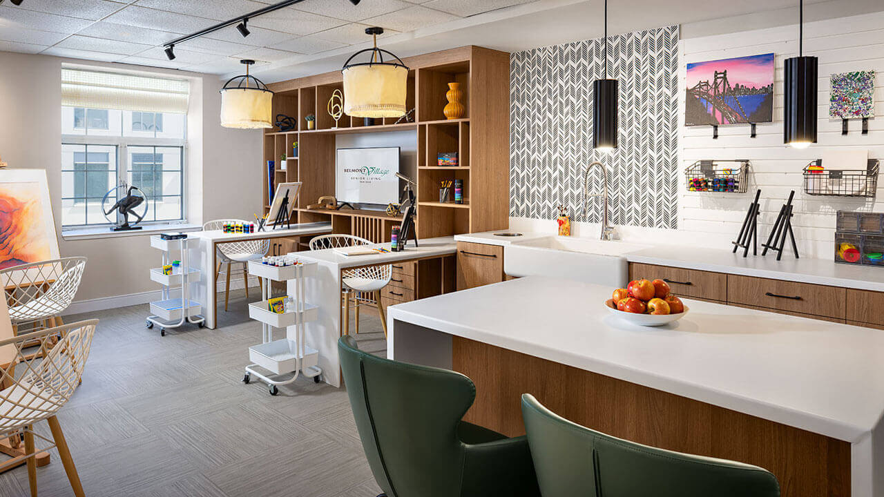 Art room at Belmont Village Senior Living in San Jose