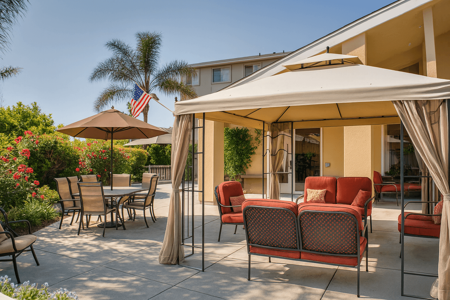 Patio at Carlton Senior Living in San Jose